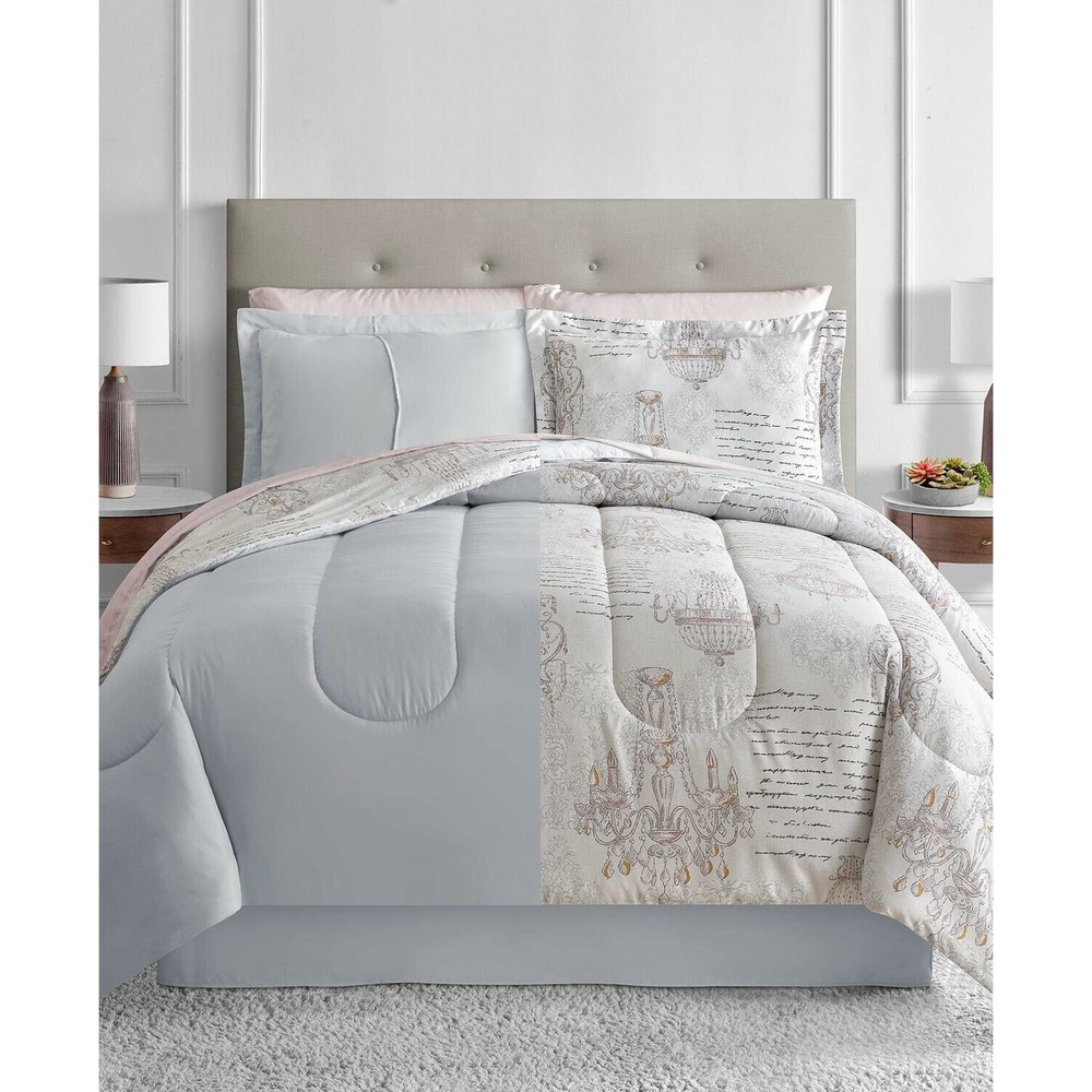 Sunham Eclectic Cursive Chandelier Reversible 6-Pc. Comforter Set - TWIN - Blush